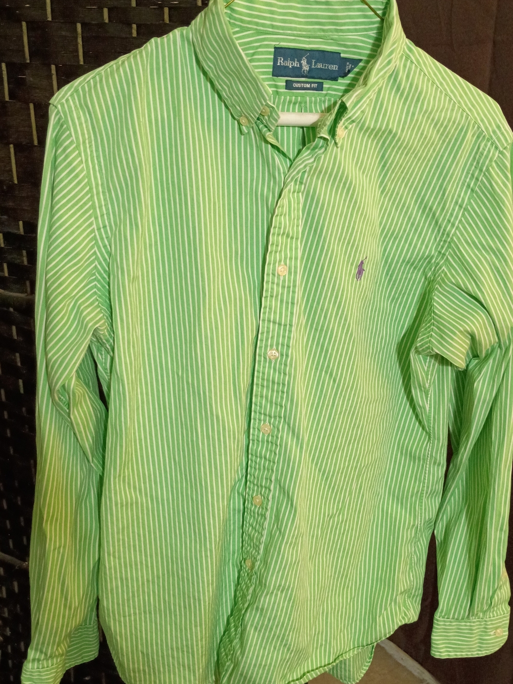 Ralph Lauren Men’s Green Striped Button-Down Shirt